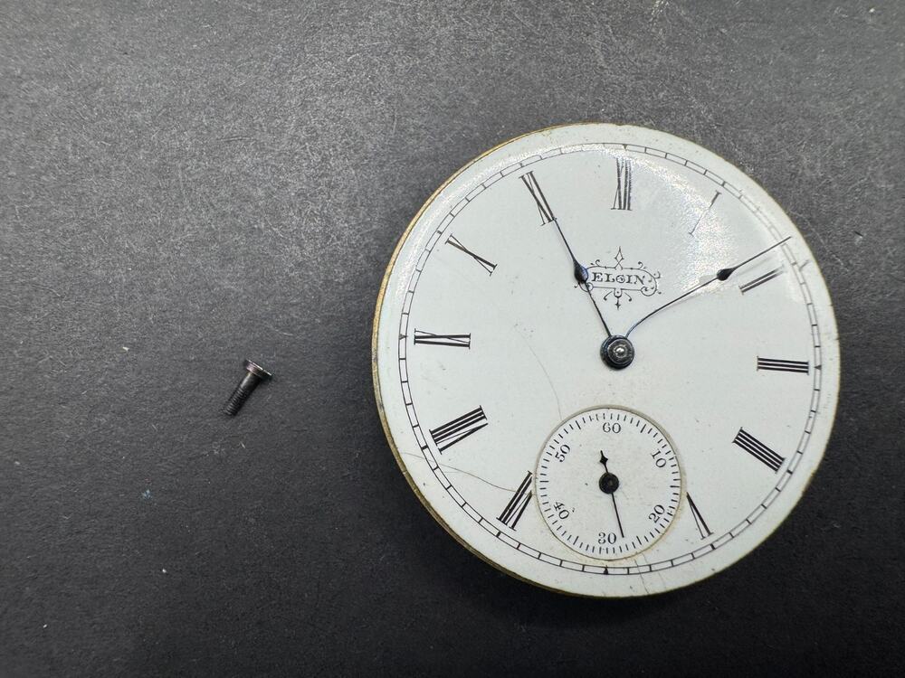 Antique Elgin Pocket Watch Movement & Dial Serial 4496303 34mm For Parts
